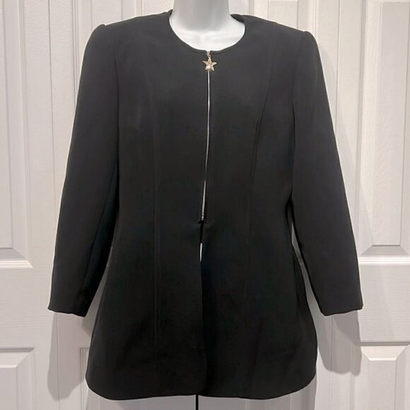 Wayne Clark Black Lined Half Zip Blazer Size 10 - Picture 1 of 12